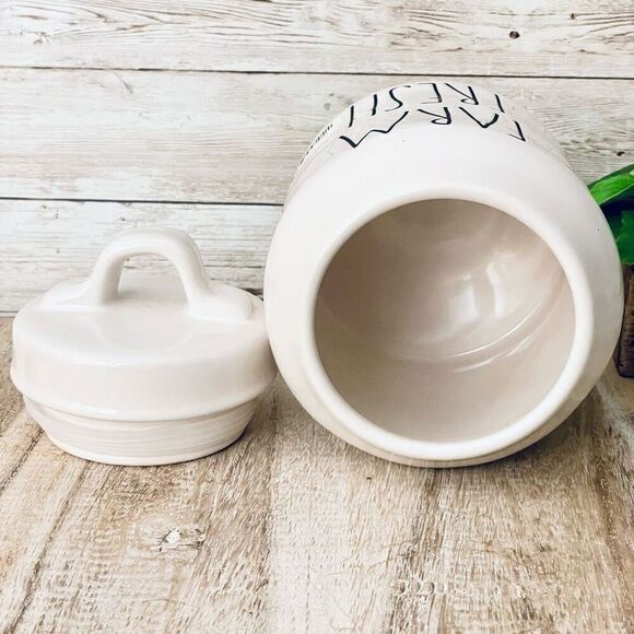 NWT Rae Dunn Gorgeous FARM FRESH White Glossy Ceramic Canister / Cookie Jar - Picture 5 of 12